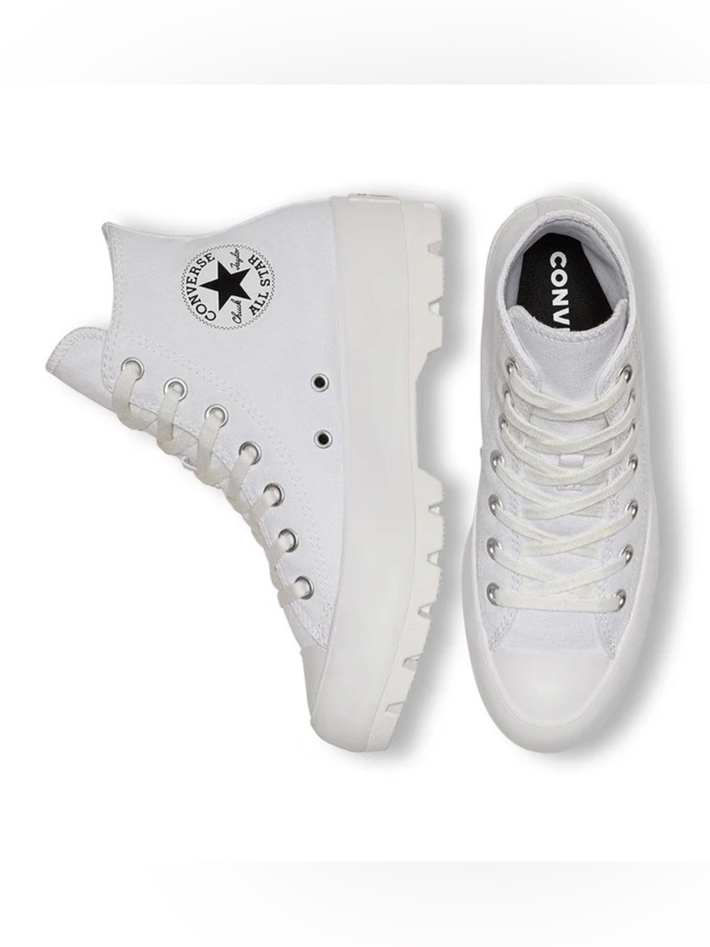 CONVERSE (6) Chuck Taylor All Star Lugged High Top Platform White Sneakers NWT